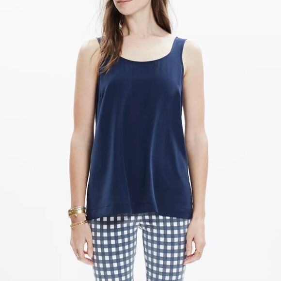Madewell 100% Silk Lookout Bow Back Sleeveless Tank Top Blue Size XS - Picture 13 of 15